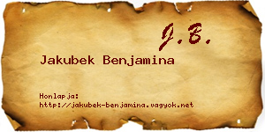 Jakubek Benjamina névjegykártya
